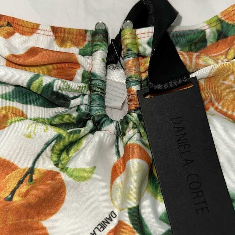 DANIELA CORTE White Citrus Print One Piece Swimsuit Silver accent Size Medium - Picture 7 of 14